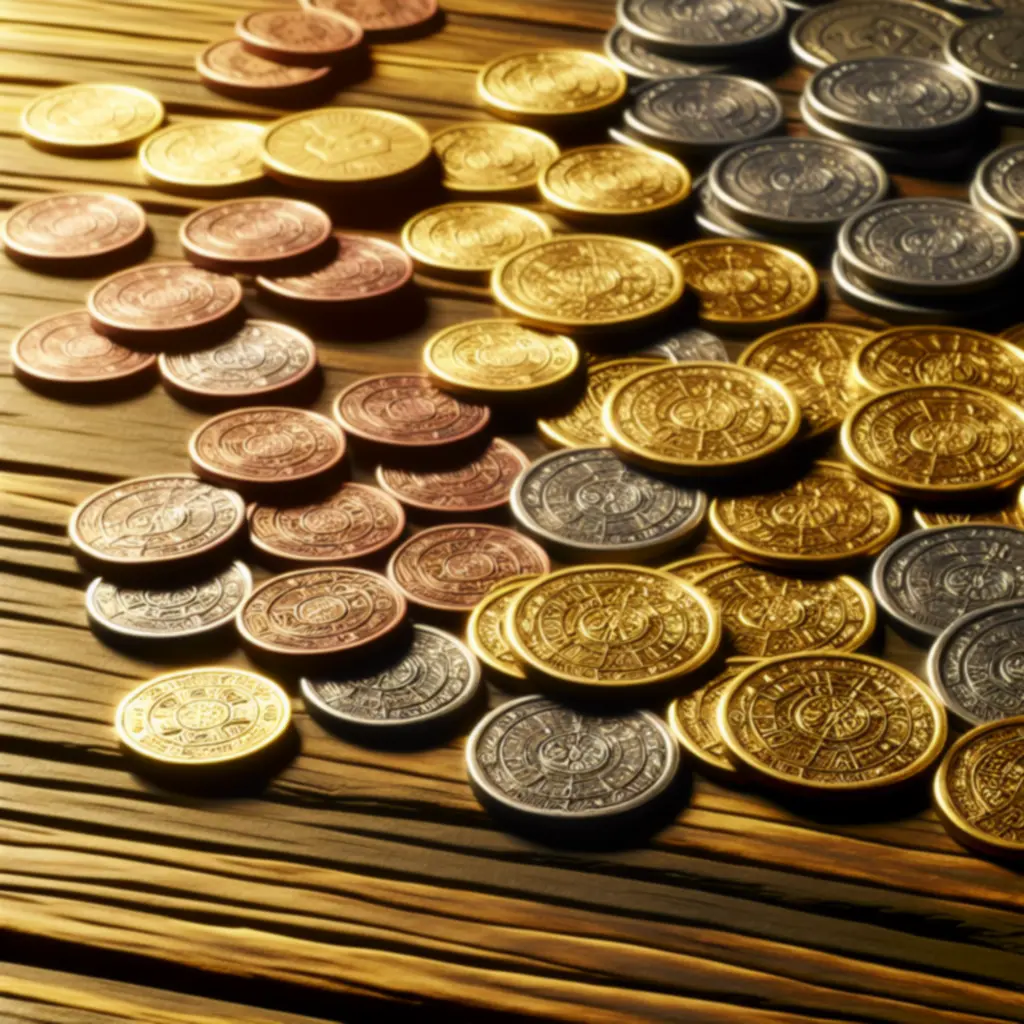 Metalowe monety do Miasta Rzemieślników w stylu średniowiecznym