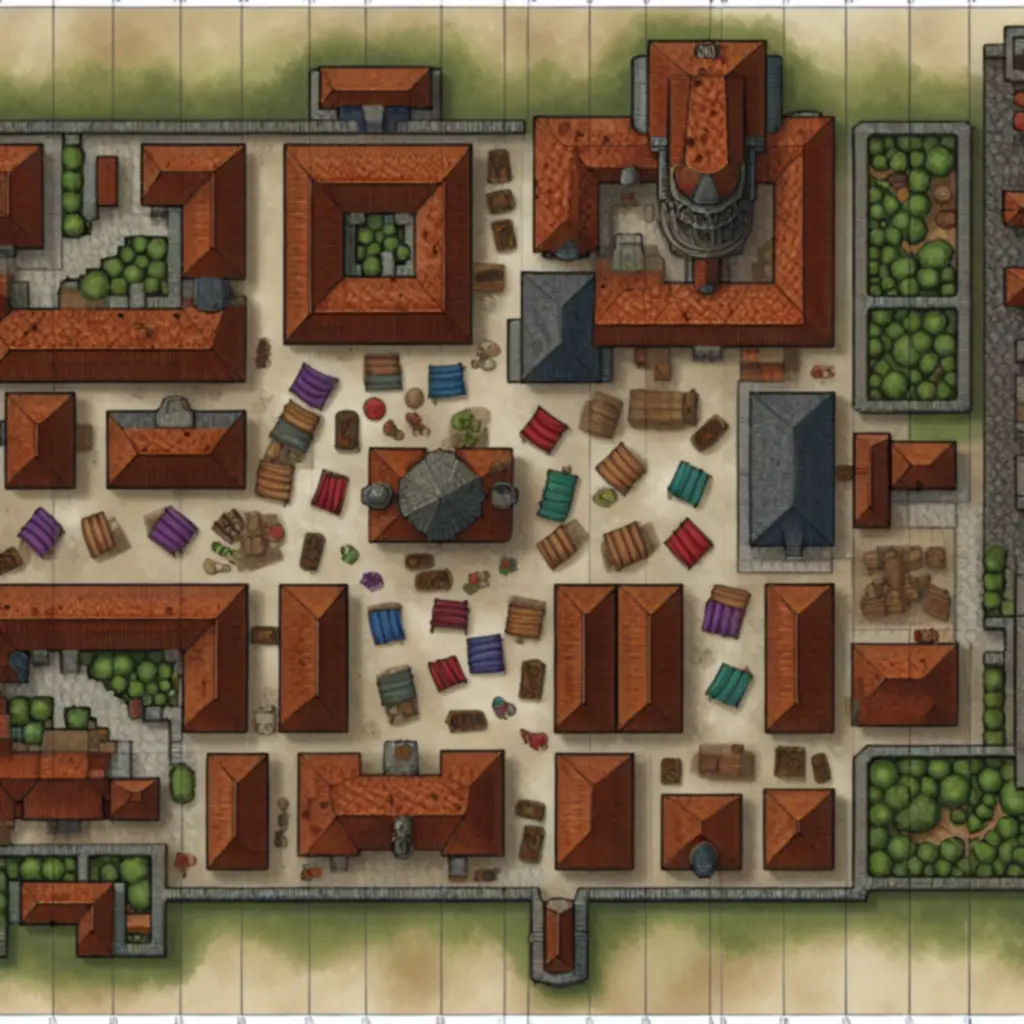 Playmat przedstawiający mapę Miasta Rzemieślników