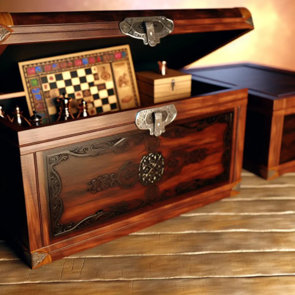 Dębowa skrzynia na komponenty z grawerem